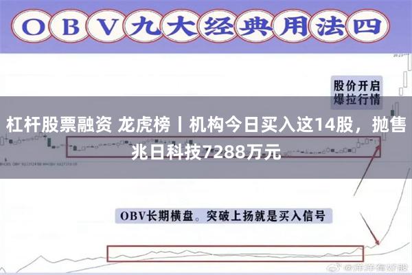 杠杆股票融资 龙虎榜丨机构今日买入这14股，抛售兆日科技7288万元