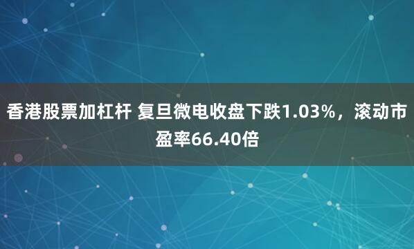 香港股票加杠杆 复旦微电收盘下跌1.03%，滚动市盈率66.40倍