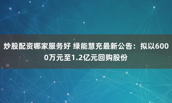 炒股配资哪家服务好 绿能慧充最新公告：拟以6000万元至1.2亿元回购股份