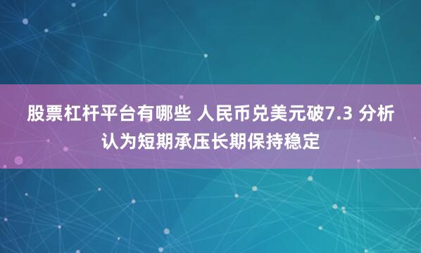 股票杠杆平台有哪些 人民币兑美元破7.3 分析认为短期承压长期保持稳定