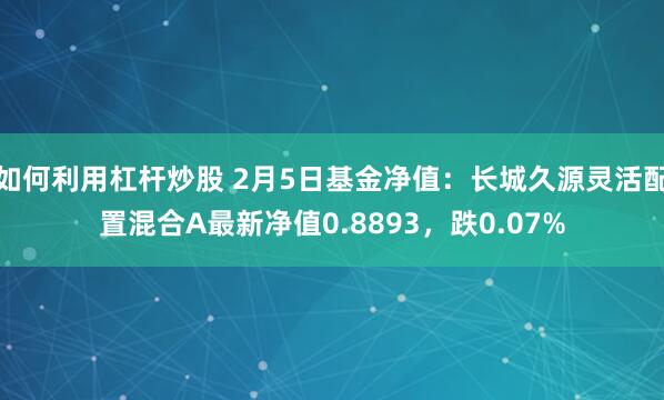 如何利用杠杆炒股 2月5日基金净值：长城久源灵活配置混合A最新净值0.8893，跌0.07%