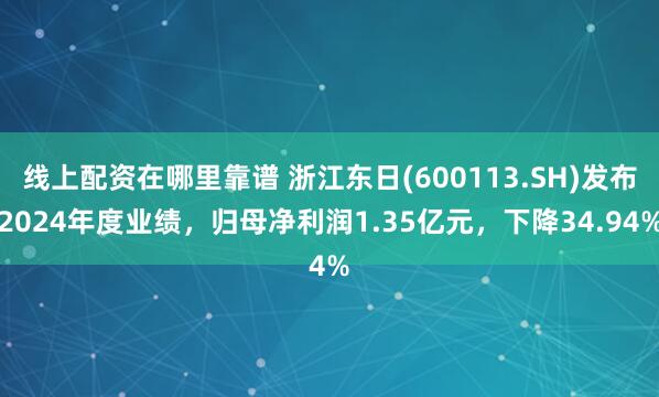 线上配资在哪里靠谱 浙江东日(600113.SH)发布2024年度业绩，归母净利润1.35亿元，下降34.94%